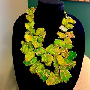 Bold Green Agate Statement Necklace